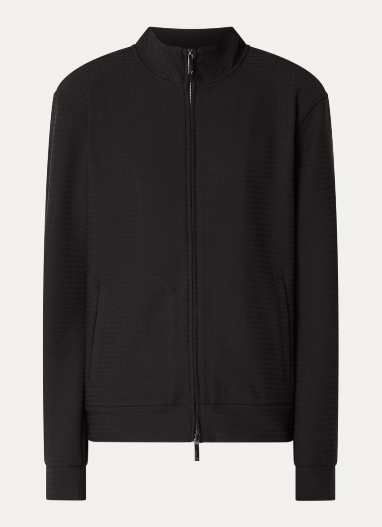 Armani Heren Sweatvest met structuur en steekzakken in de kleur Zwart