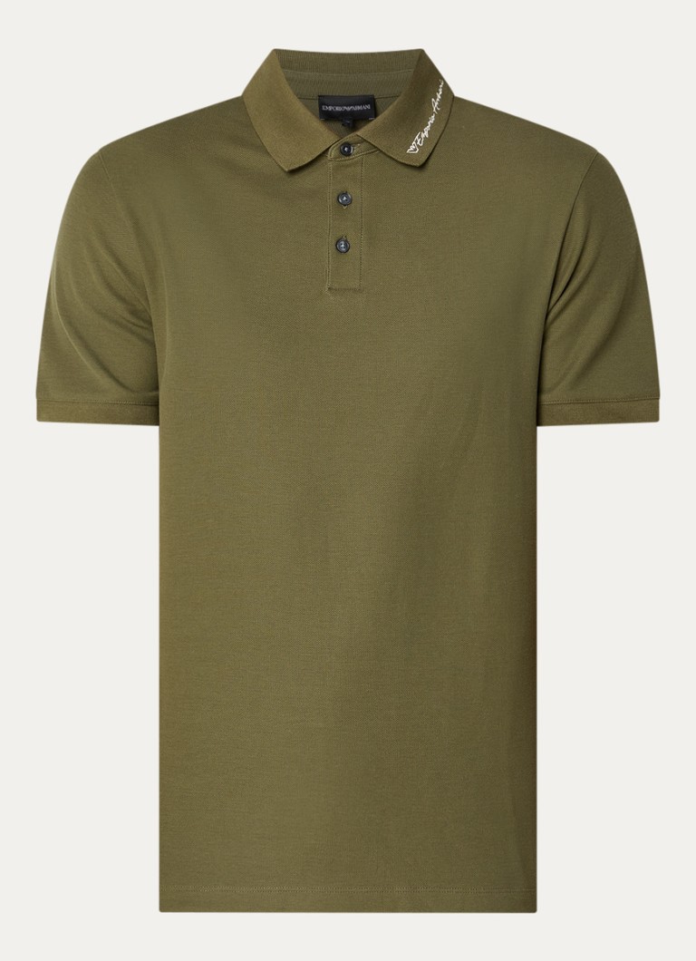 Armani Heren Regular fit polo met stretch in de kleur Bronsgroen