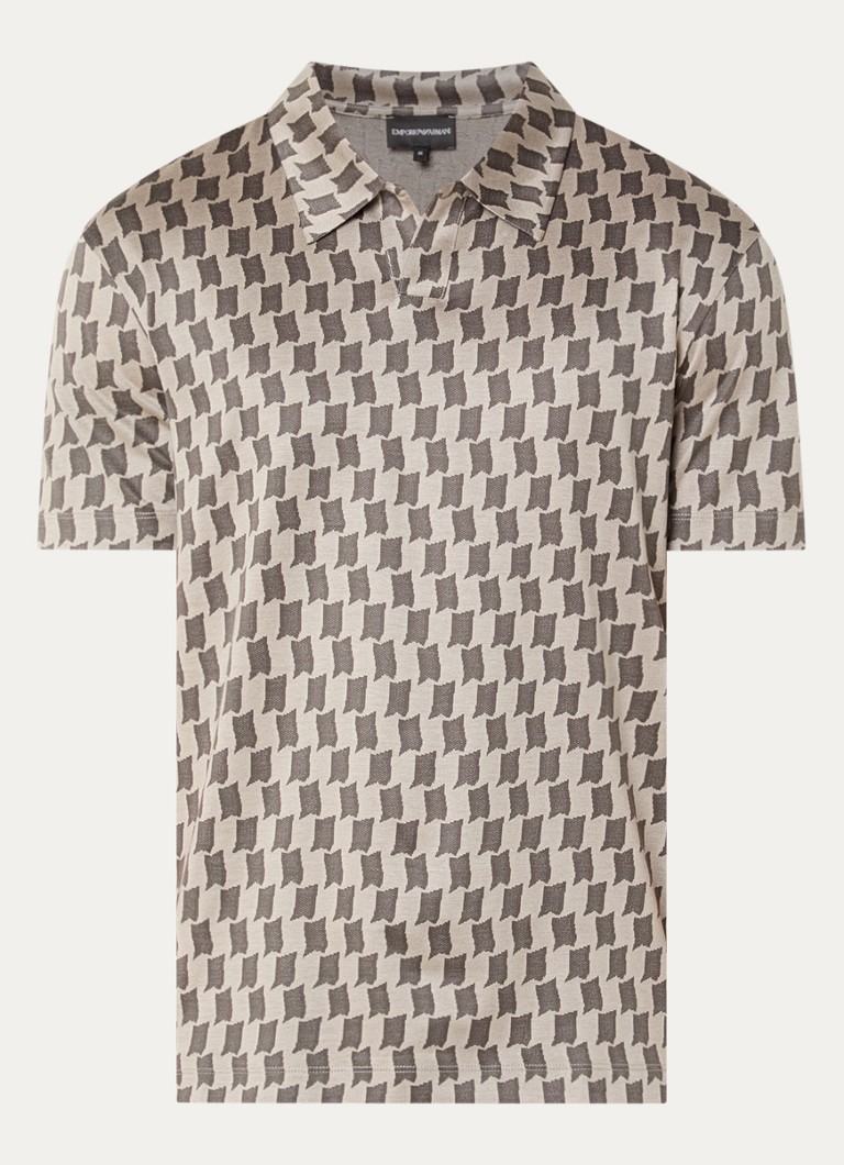 Armani Heren Regular fit polo met jacquard dessin in de kleur Olijfgroen
