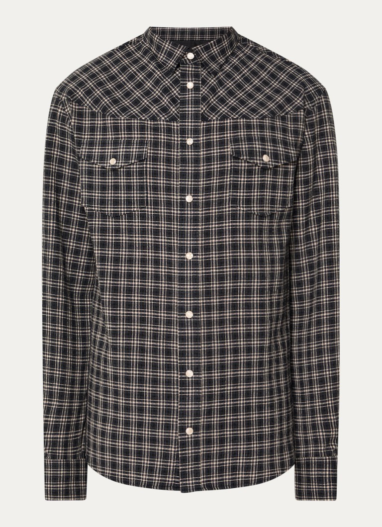 Armani Heren Regular fit overhemd met ruitdessin in de kleur Zwart