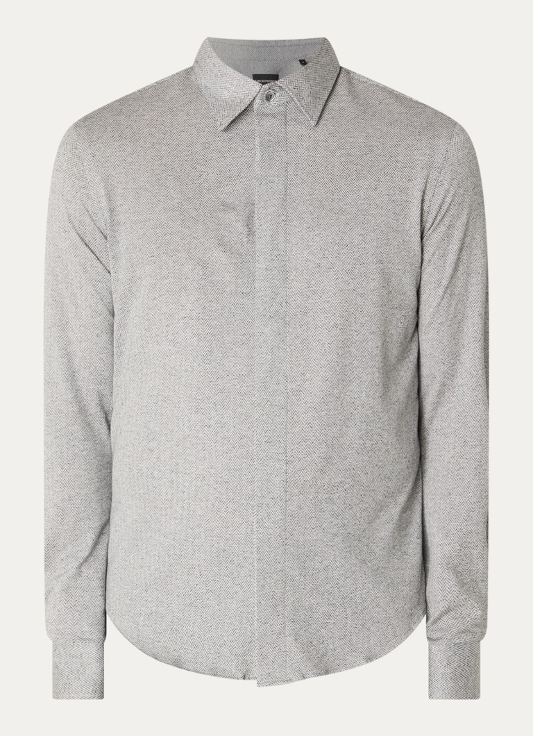 Armani Heren Regular fit overhemd met stretch in de kleur Grijs