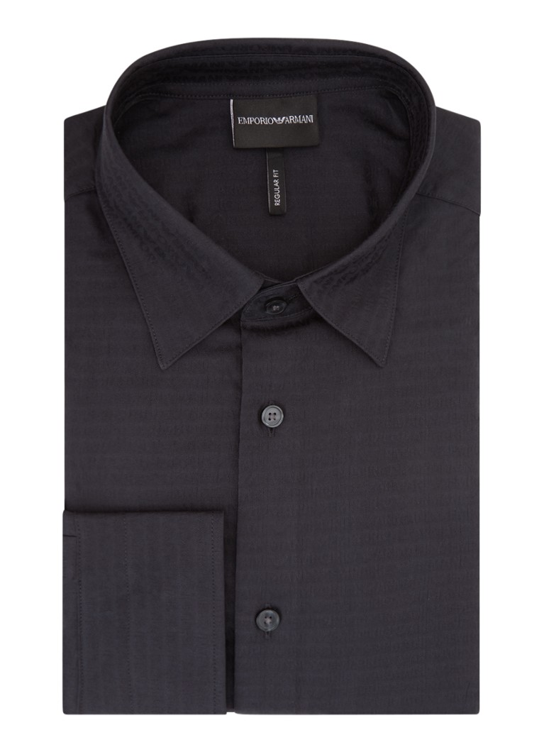 Armani Heren Jacquard overhemd met logoprint in de kleur Zwart