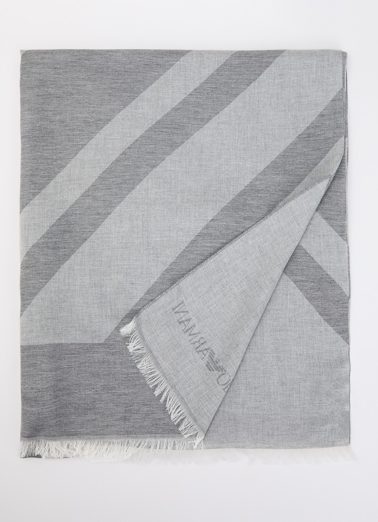 Armani Heren Sjaal met print en logo 135 x 75 cm in de kleur Grijs