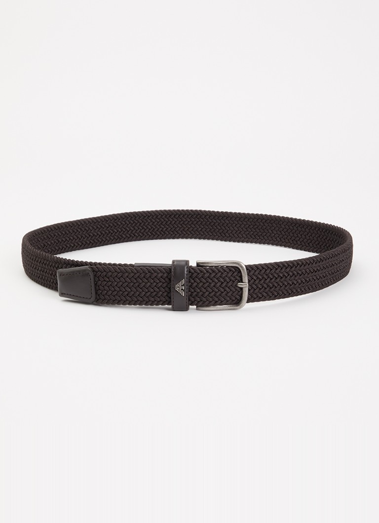 Armani Heren Tongue riem met details van leer in de kleur Donkerbruin