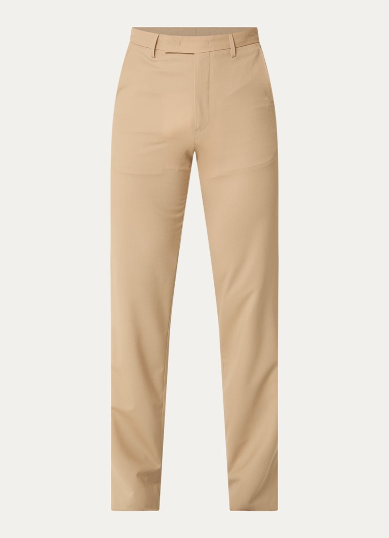 Armani Heren Straight fit pantalon van scheerwol met steekzakken in de kleur Beige