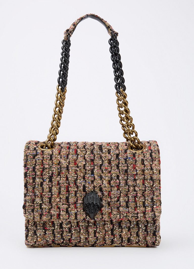 Kurt Geiger Dames Large Kensington schoudertas met tweed-look in de kleur Goud, maat: 1SZ