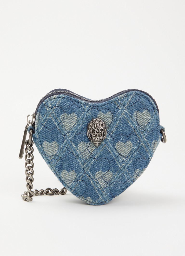 Kurt Geiger Dames Micro Heart crossbodytas van denim met strass in de kleur Indigo, maat: 1SZ