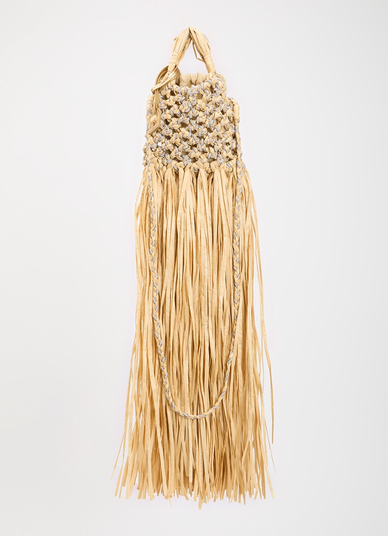 Kurt Geiger Dames Mini Macrame crossbodytas met strass in de kleur Beige, maat: one size