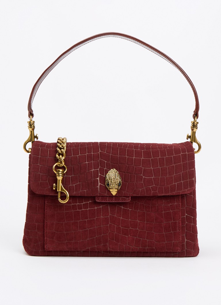Kurt Geiger Dames Celia schoudertas van suède met crocostructuur in de kleur Bordeauxrood, maat: 1SZ