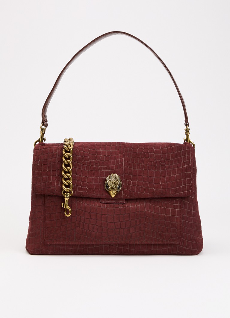 Kurt Geiger Dames Celia XL schoudertas van suède met crocostructuur in de kleur Bordeauxrood, maat: 1SZ