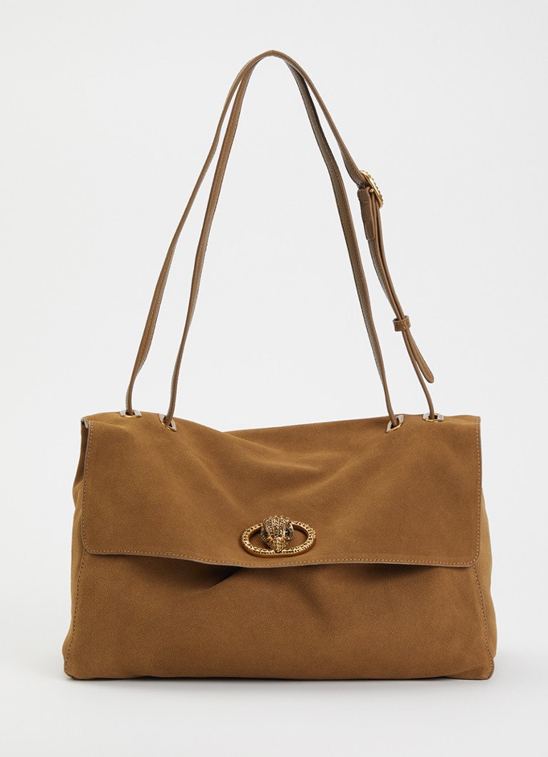 Kurt Geiger Dames Chelsea Large schoudertas van suède in de kleur Zwart, maat: 1SZ