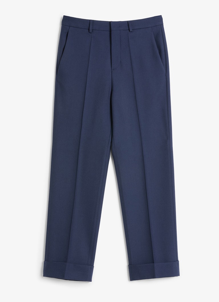 Valentino Garavani Heren Slim fit pantalon van scheerwol met steekzakken in de kleur Donkerblauw