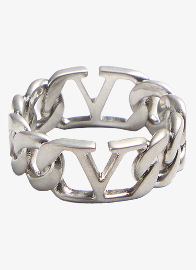 Valentino Garavani Heren VLogo Signature ring met logo in de kleur Zilver