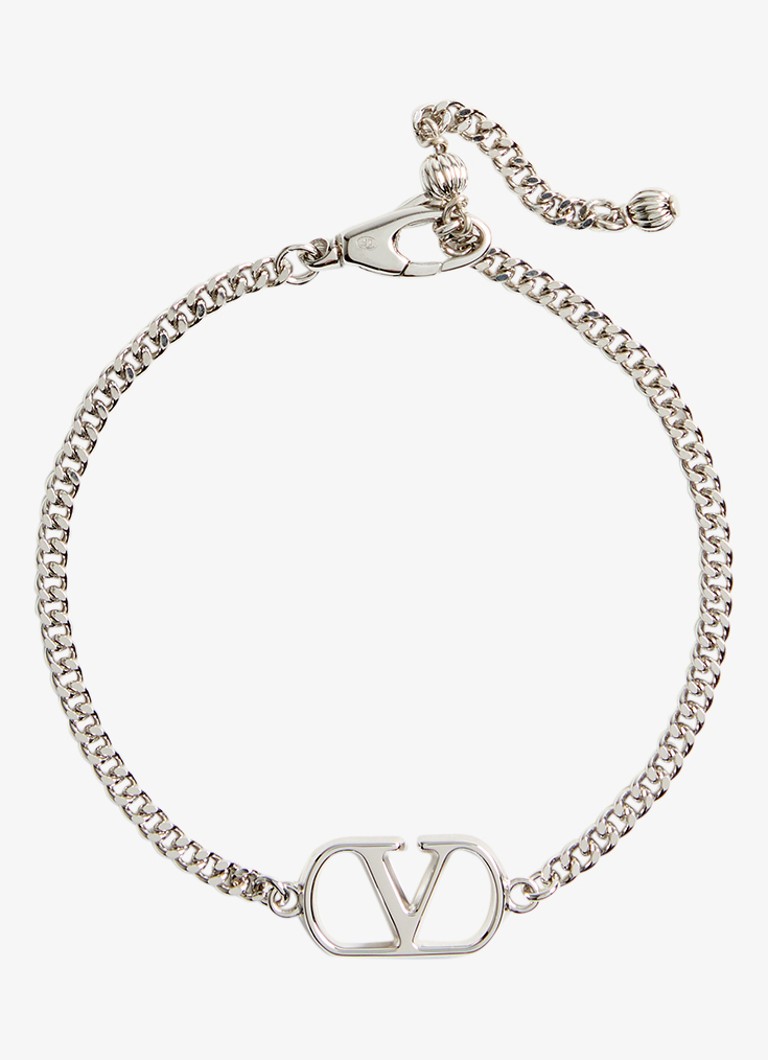 Valentino Garavani Heren Armband met logo in de kleur Zilver