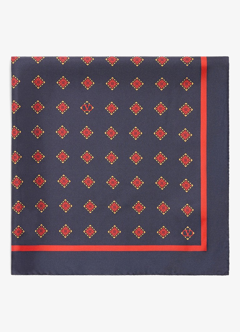 Valentino Garavani Heren Sjaal van zijde met print 60 x 60 cm in de kleur Donkerblauw