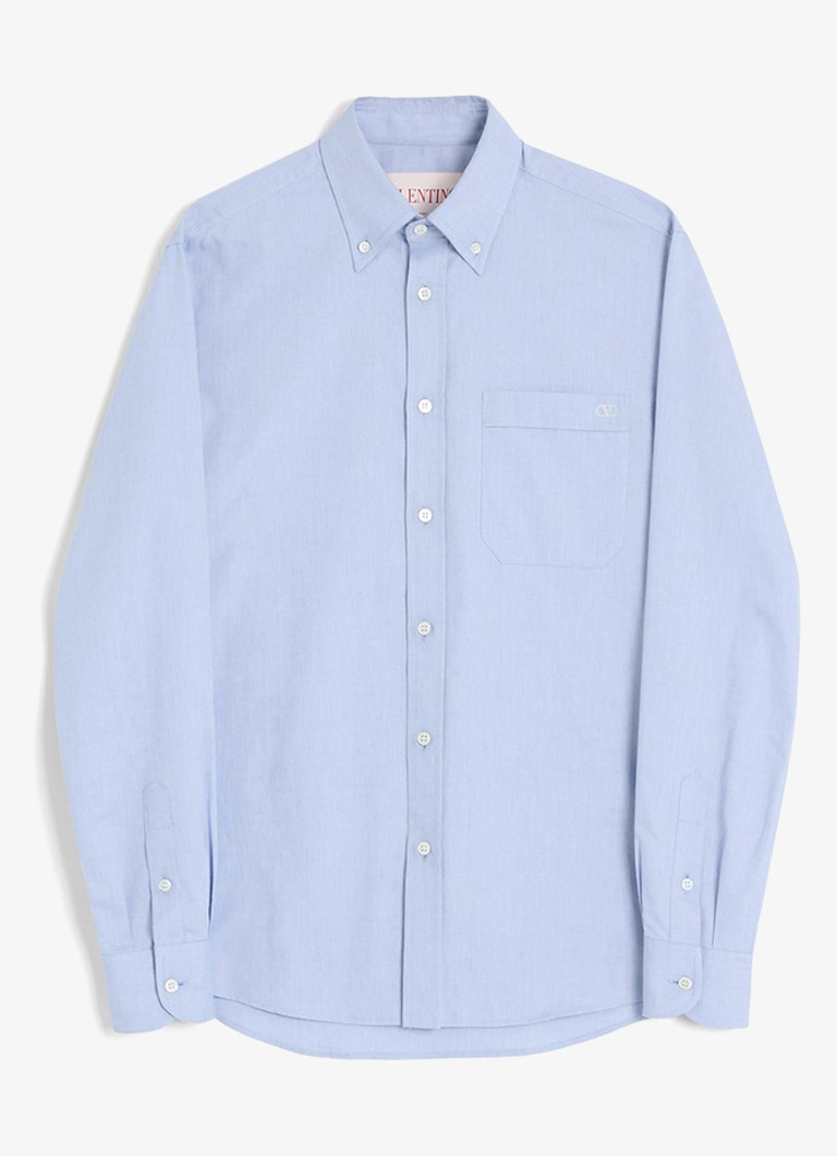 Valentino Garavani Heren Regular fit overhemd met borstzak in de kleur Lichtblauw
