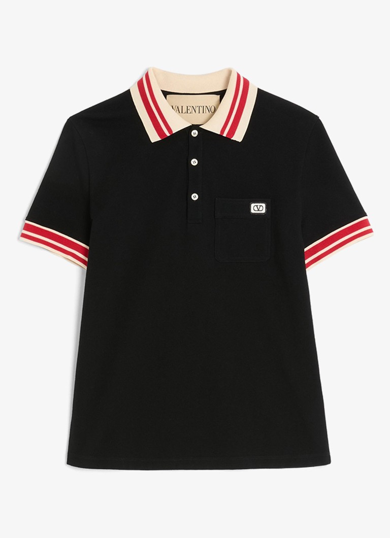 Valentino Garavani Heren Regular fit polo met getipte boorden in de kleur Zwart