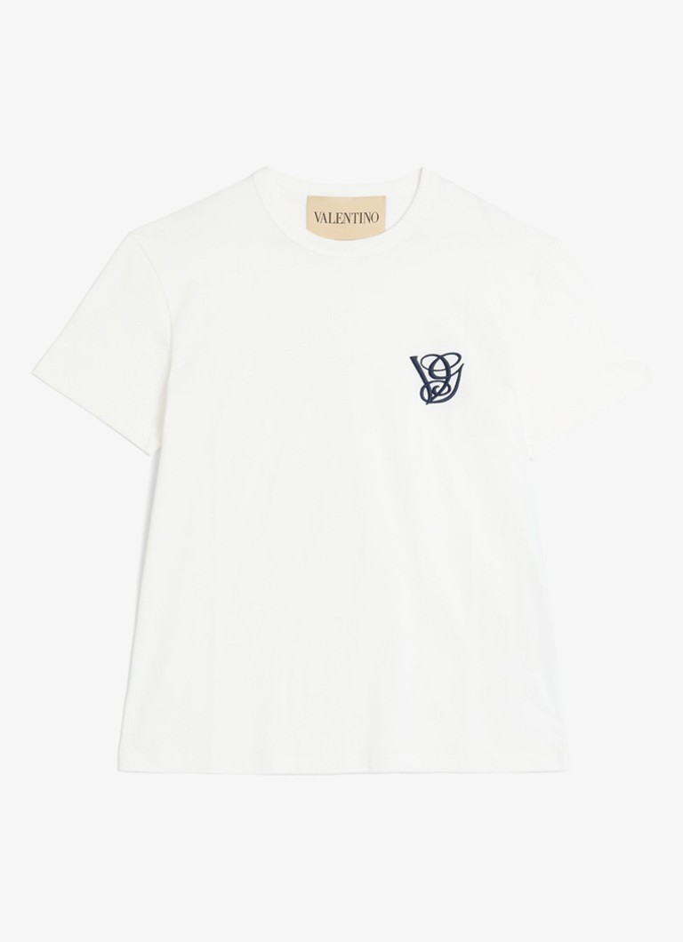 Valentino Garavani Heren T-shirt met logoborduring in de kleur Wit