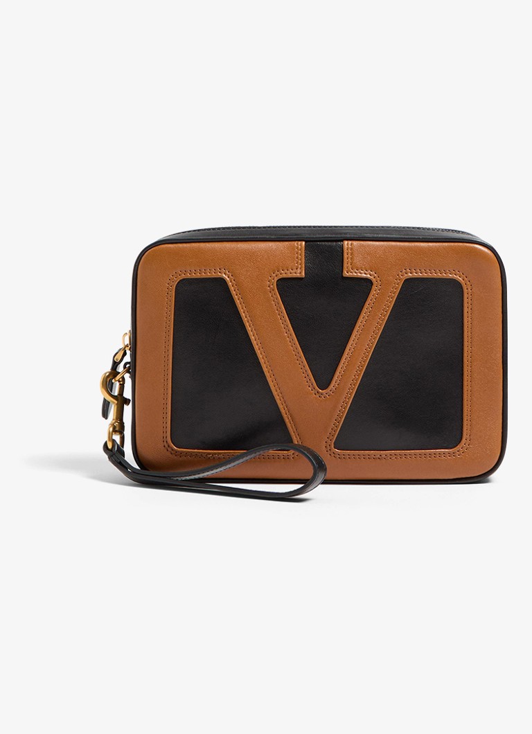 Valentino Garavani Heren Clutch van lamsleer in de kleur Zwart