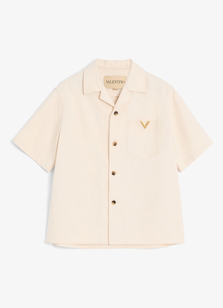 Valentino Garavani Heren Oversized fit overhemd van denim met borstzak in de kleur Creme