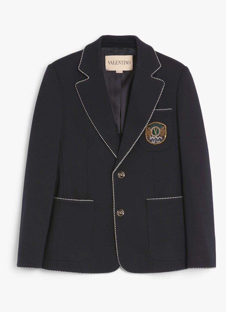 Valentino Garavani Heren Slim fit colbert van scheerwol met opgestikte zakken in de kleur Zwart