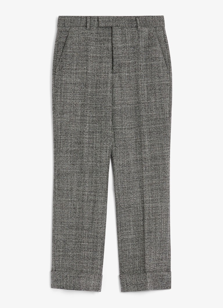 Valentino Garavani Heren Slim fit pantalon van scheerwol met gemêleerd dessin in de kleur Grijsmele