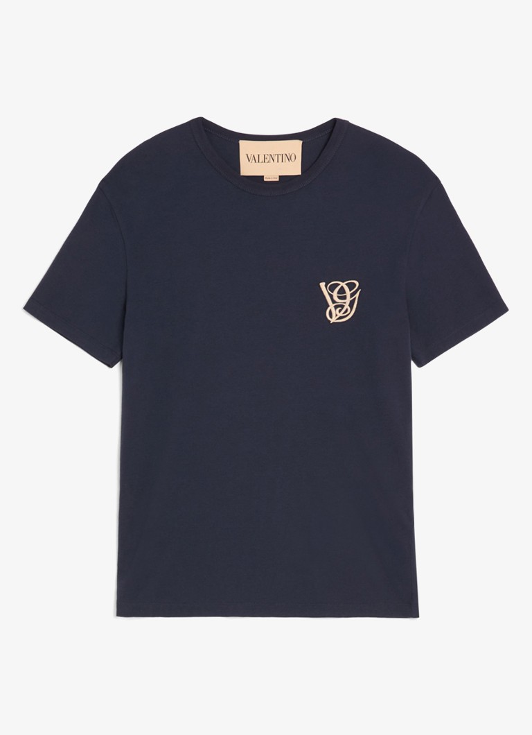 Valentino Garavani Heren T-shirt met logo in de kleur Donkerblauw