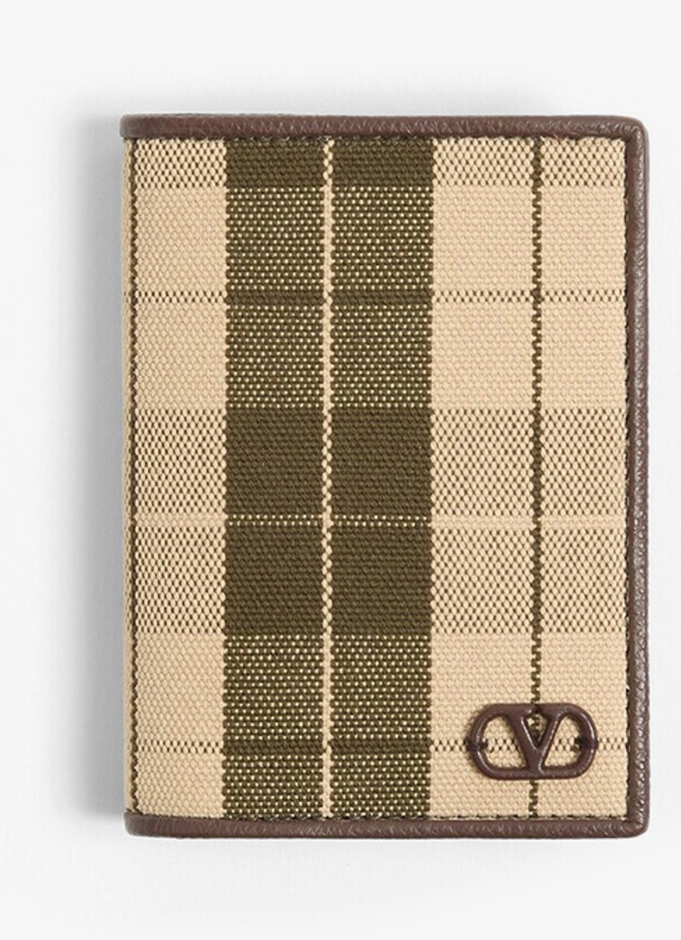 Valentino Garavani Heren Portemonnee van kalfsleer met ruitdessin in de kleur Beige