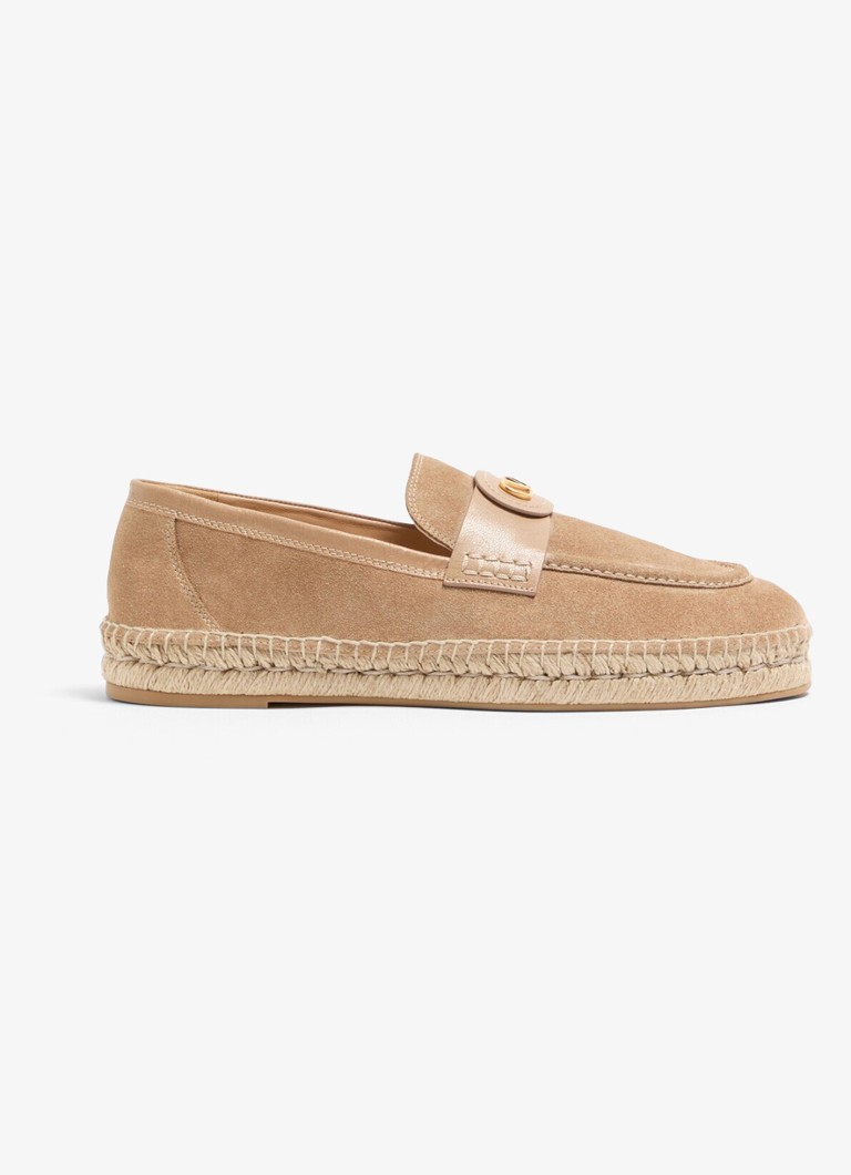 Valentino Garavani Heren Palm Avenue espadrille van kalfssuède in de kleur Beige