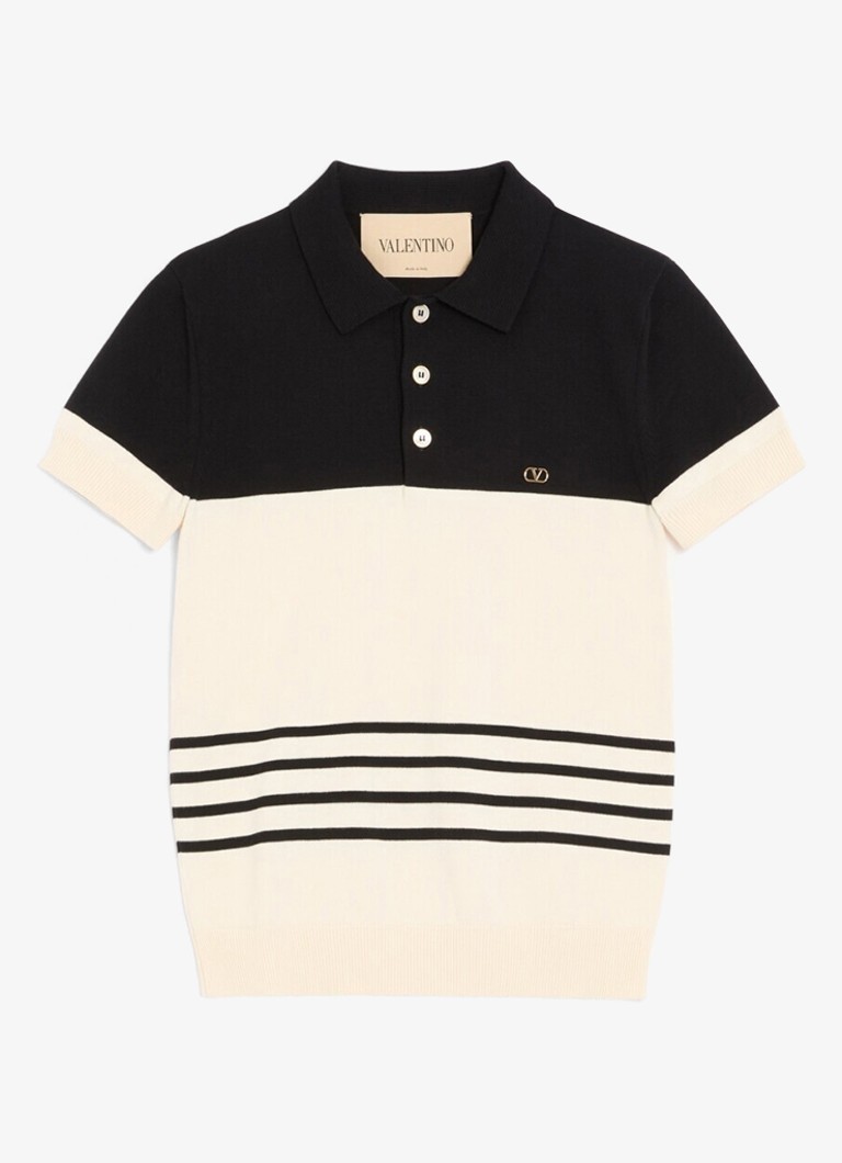 Valentino Garavani Heren Regular fit fijngebreide polo van wol in de kleur Gebroken wit