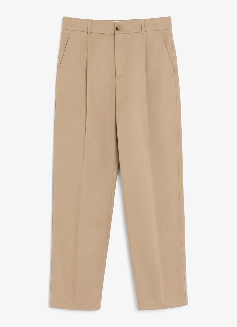 Valentino Garavani Heren Straight fit chino met plooidetails in de kleur Donkerbeige