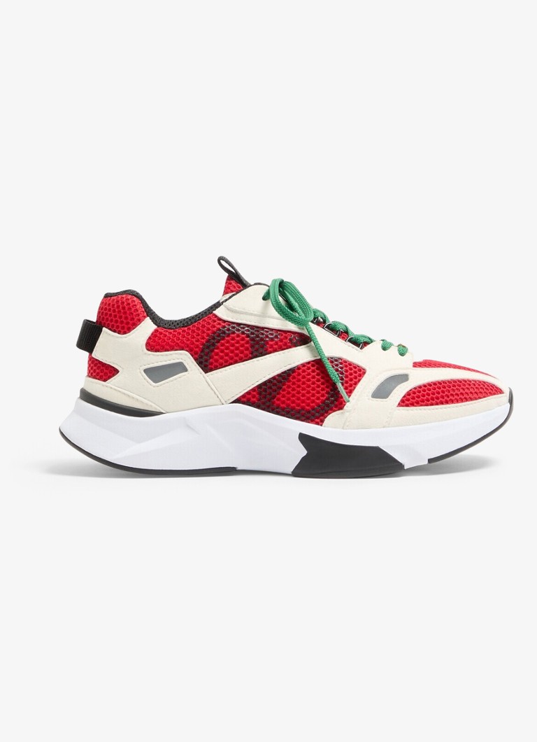 Valentino Garavani Heren Demivee sneaker met suède details in de kleur Rood