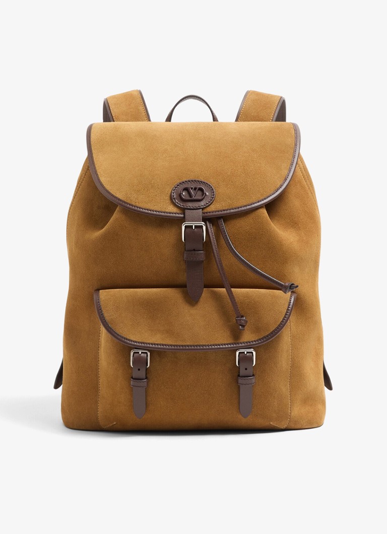 Valentino Garavani Heren Rugzak van suède in de kleur Camel