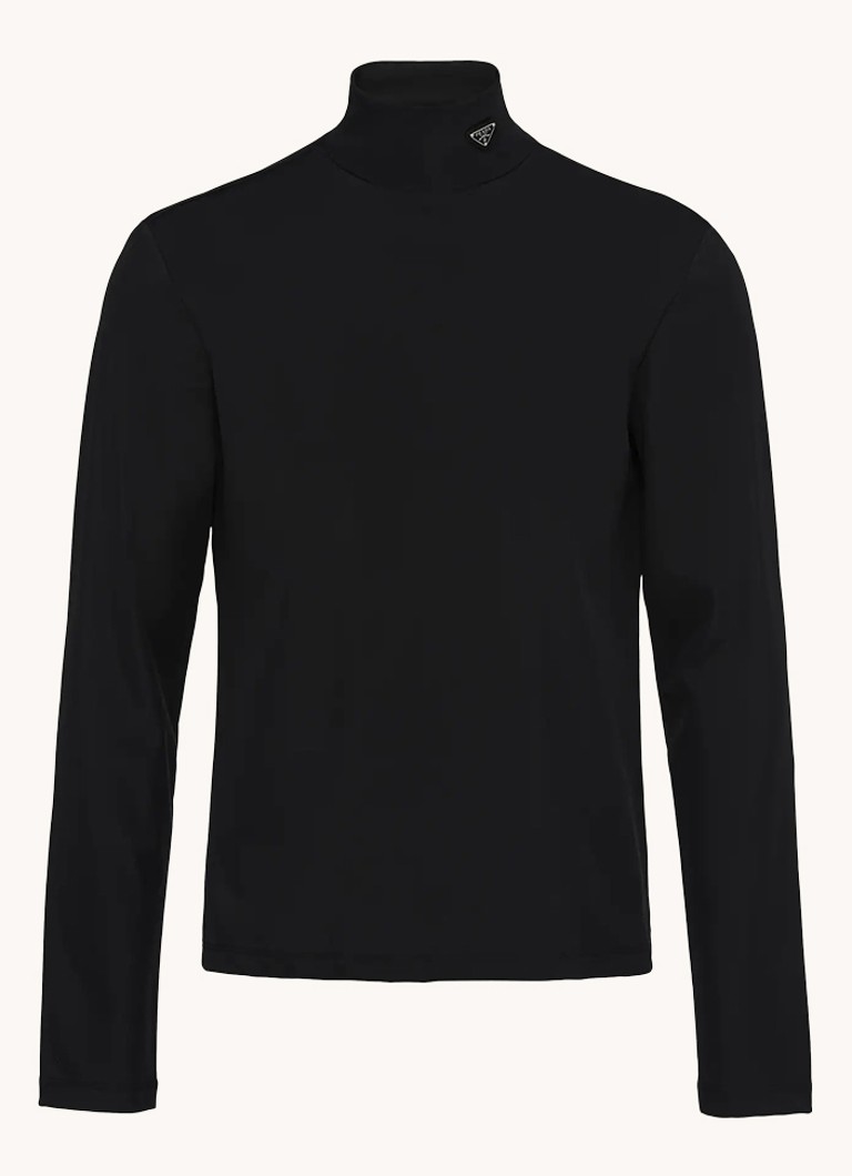 Prada Heren Longsleeve met col en logo in de kleur Zwart