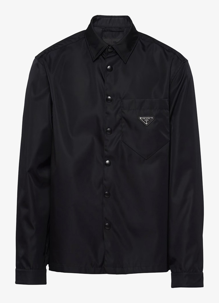 Prada Heren Re-Nylon regular fit overhemd met logo in de kleur Zwart