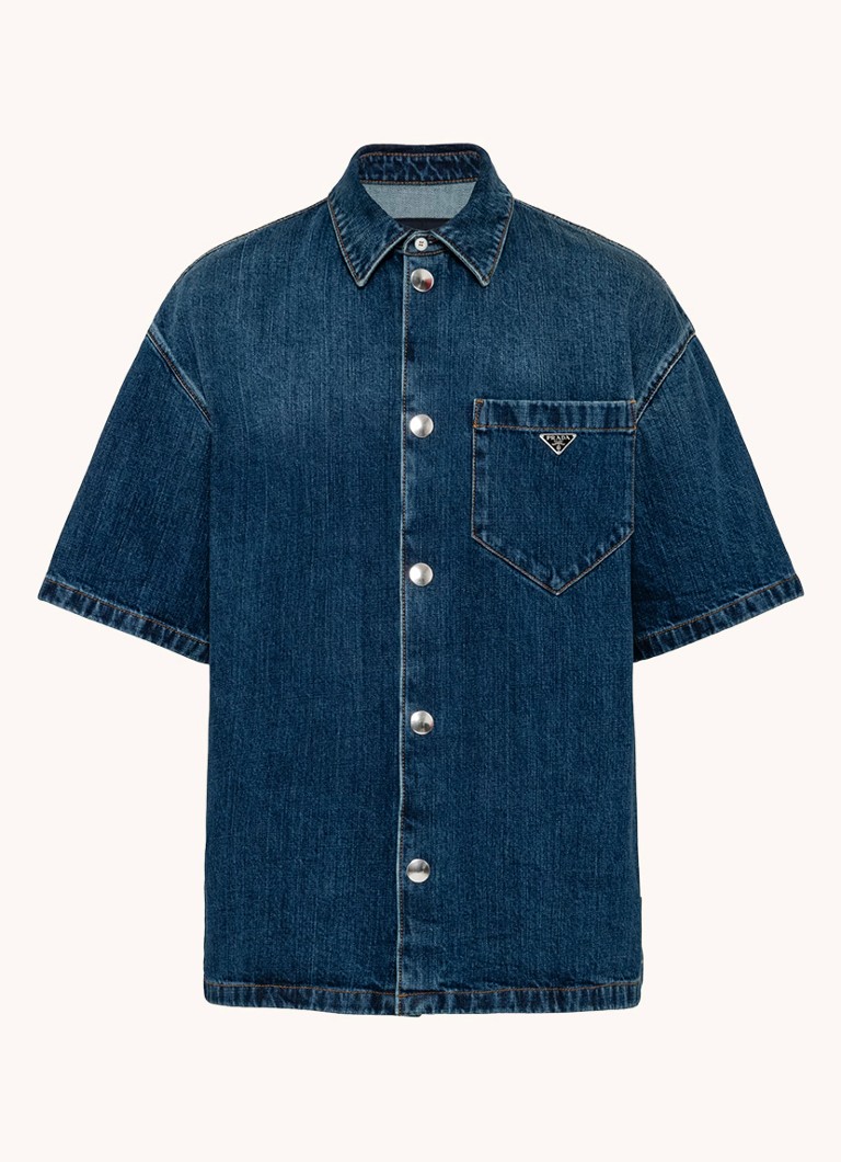 Prada Heren Boxy fit overhemd van denim in de kleur Indigo