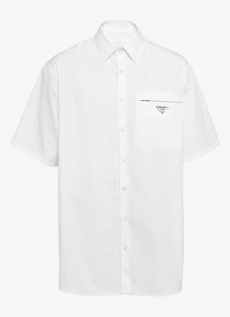 Prada Heren Oversized fit overhemd met borstzak en logo in de kleur Wit