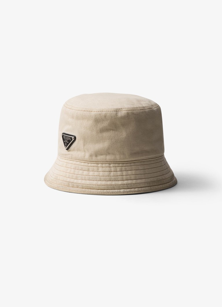 Prada Heren Bucket hoed van denim in de kleur Beige