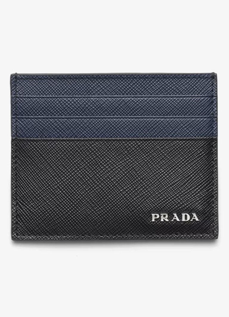 Prada Heren Pasjeshouder van leer met logo in de kleur Zwart
