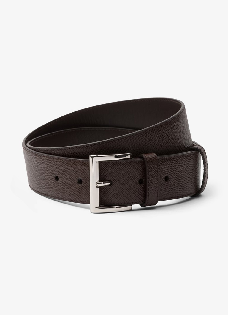 Prada Heren Riem van leer in de kleur Donkerbruin