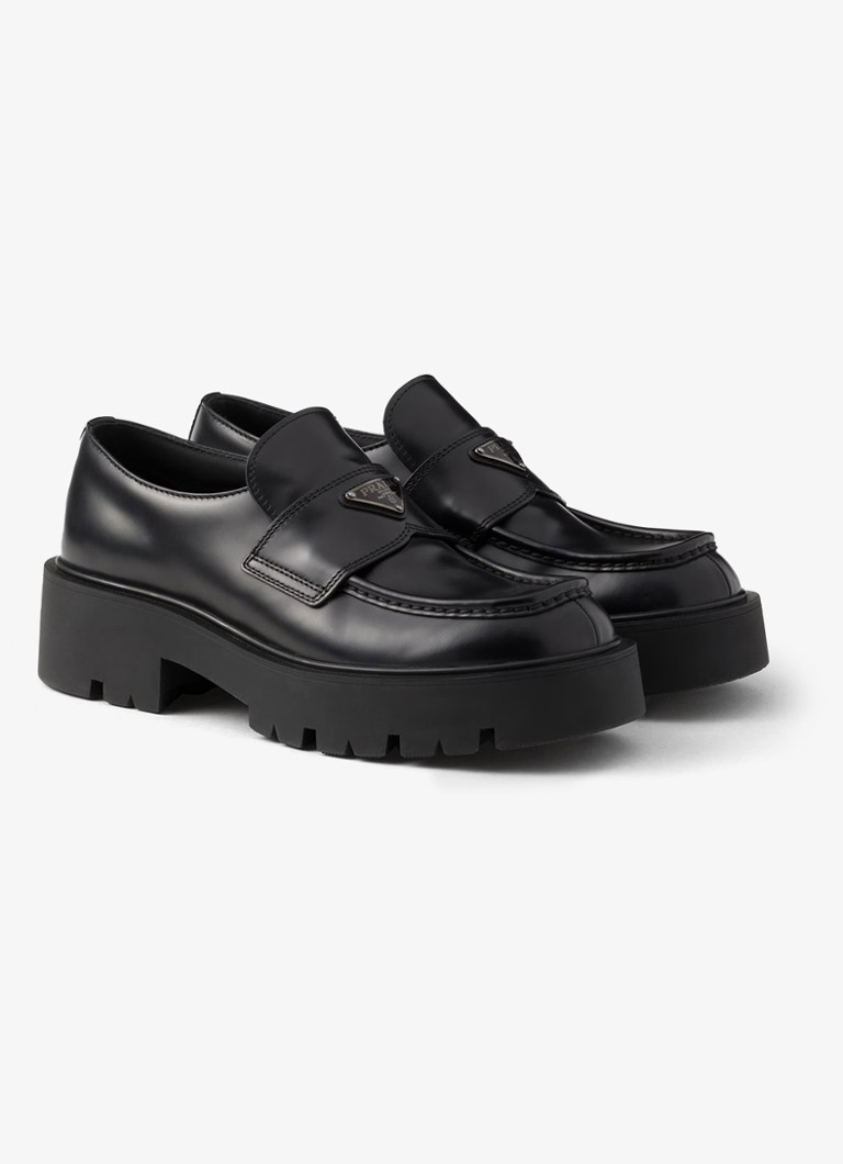 Prada Heren Loafer van leer in de kleur Zwart