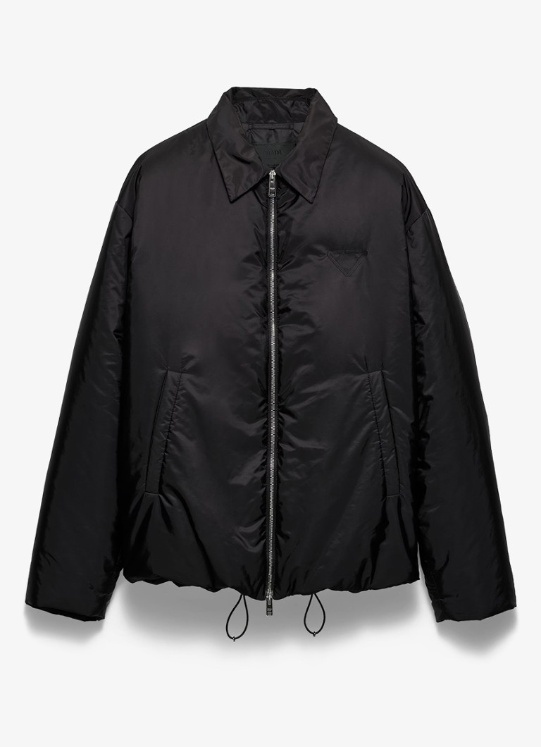 Prada Heren Re-Nylon oversized gewatteerd jack met steekzakken in de kleur Zwart
