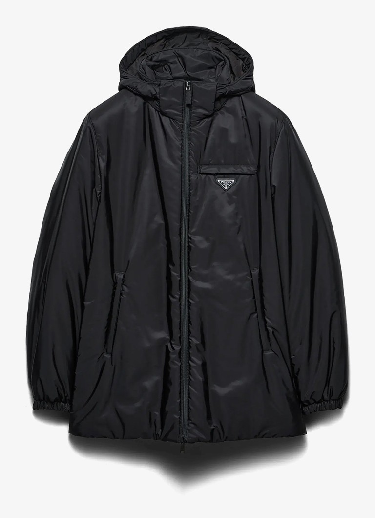 Prada Heren Re-Nylon oversized gewatteerde jas met donsvulling in de kleur Zwart