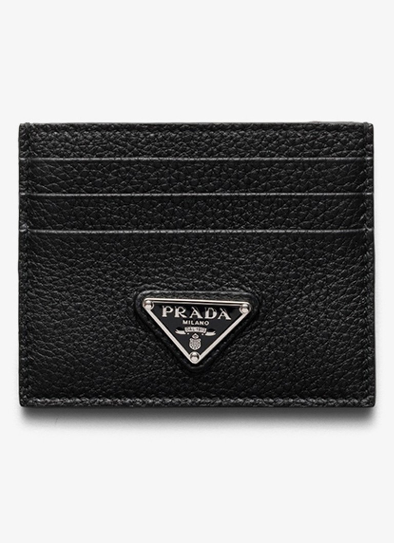 Prada Heren Pasjeshouder van leer met logo in de kleur Zwart