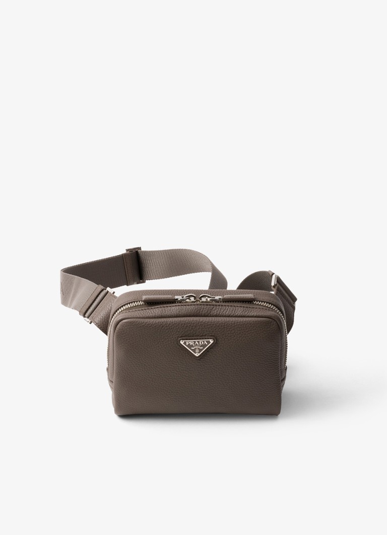 Prada Heren Crossbodytas van leer in de kleur Taupe