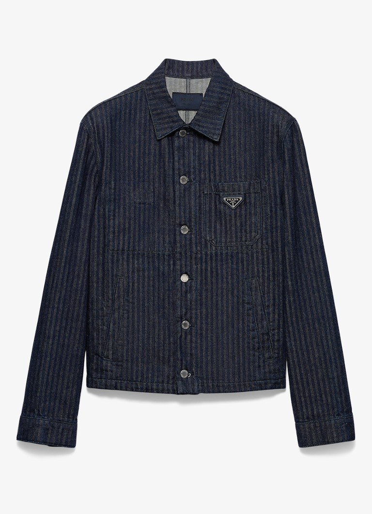 Prada Heren Chevron regular fit overshirt met borstzak in de kleur Indigo