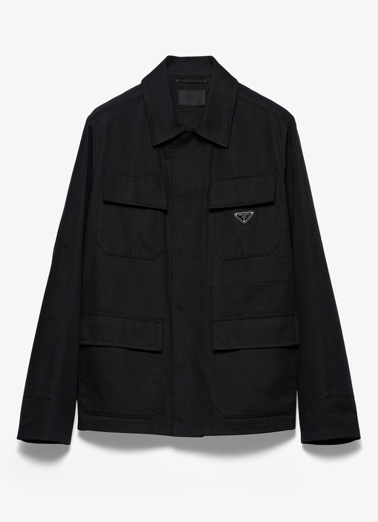 Prada Heren Regular fit overshirt met klepzakken in de kleur Zwart