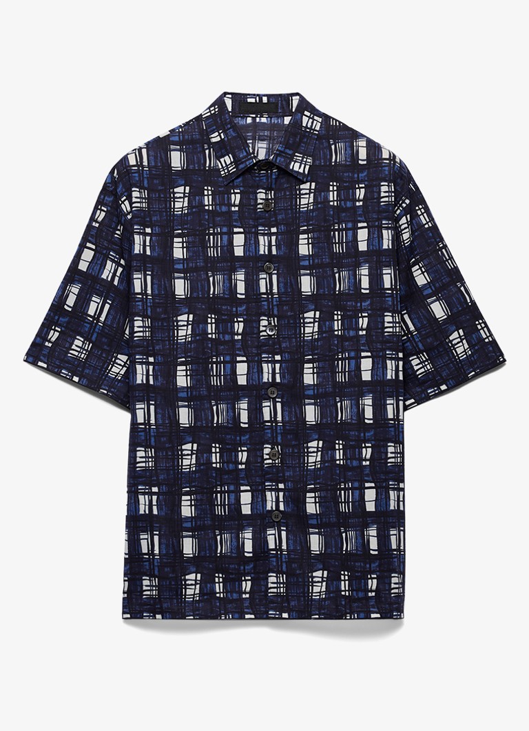 Prada Heren Oversized fit overhemd met ruitdessin in de kleur Donkerblauw