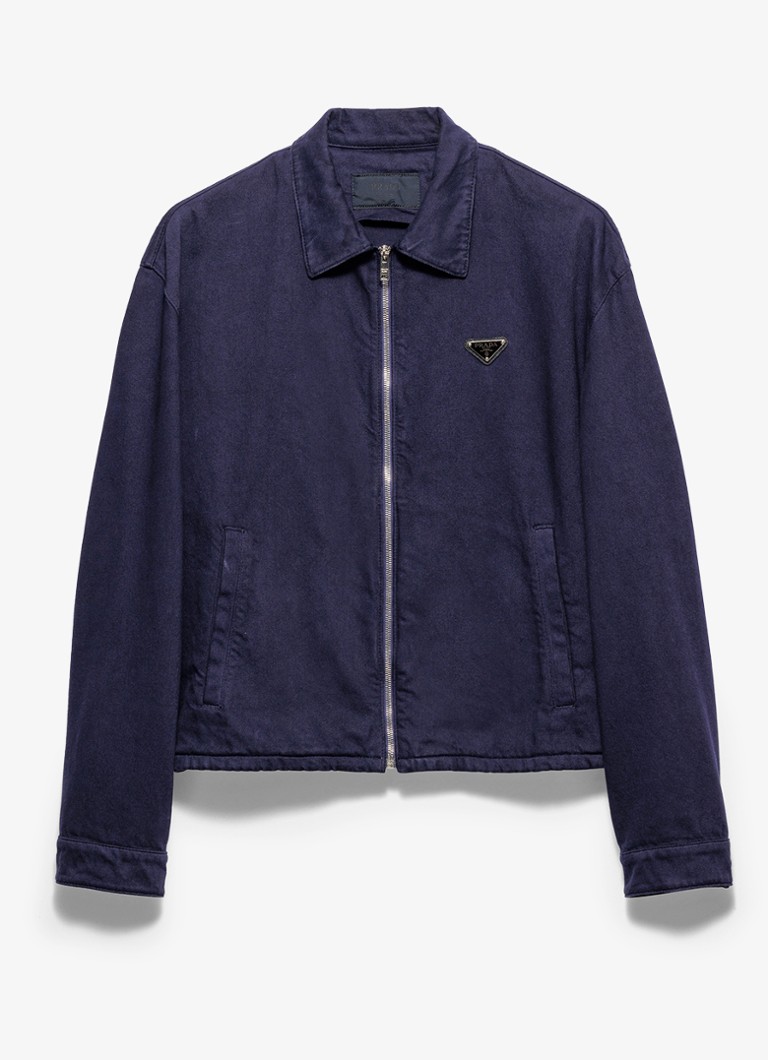 Prada Heren Spijkerjas met steekzakken en logo in de kleur Indigo