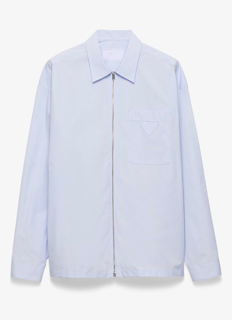 Prada Heren Regular fit overshirt met borstzak in de kleur Lichtblauw